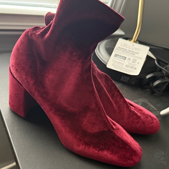 Circus by Sam Edelman Velvet Heeled Boots in Deep Red - Picture 2 of 3